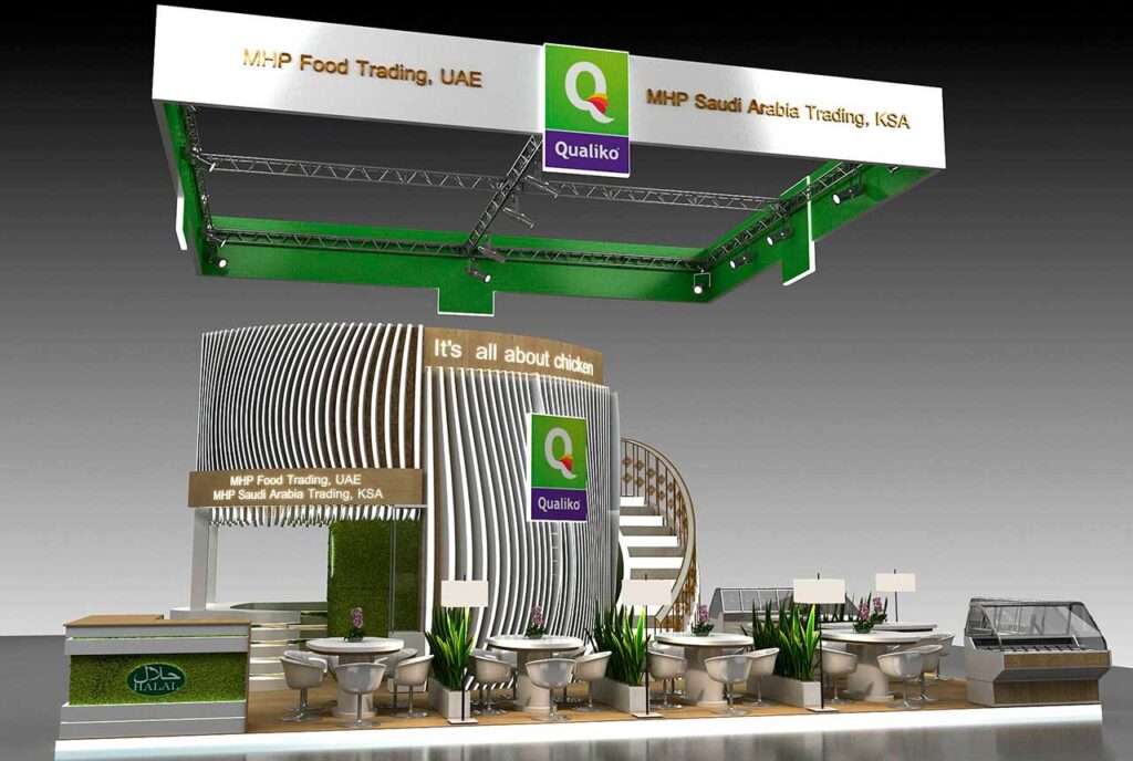 cartera de stands de exposición para una empresa agrícola