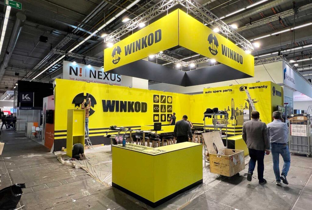 Idea for an exhibition booth in yellow colors