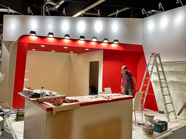Custom exhibition stand elements in production
