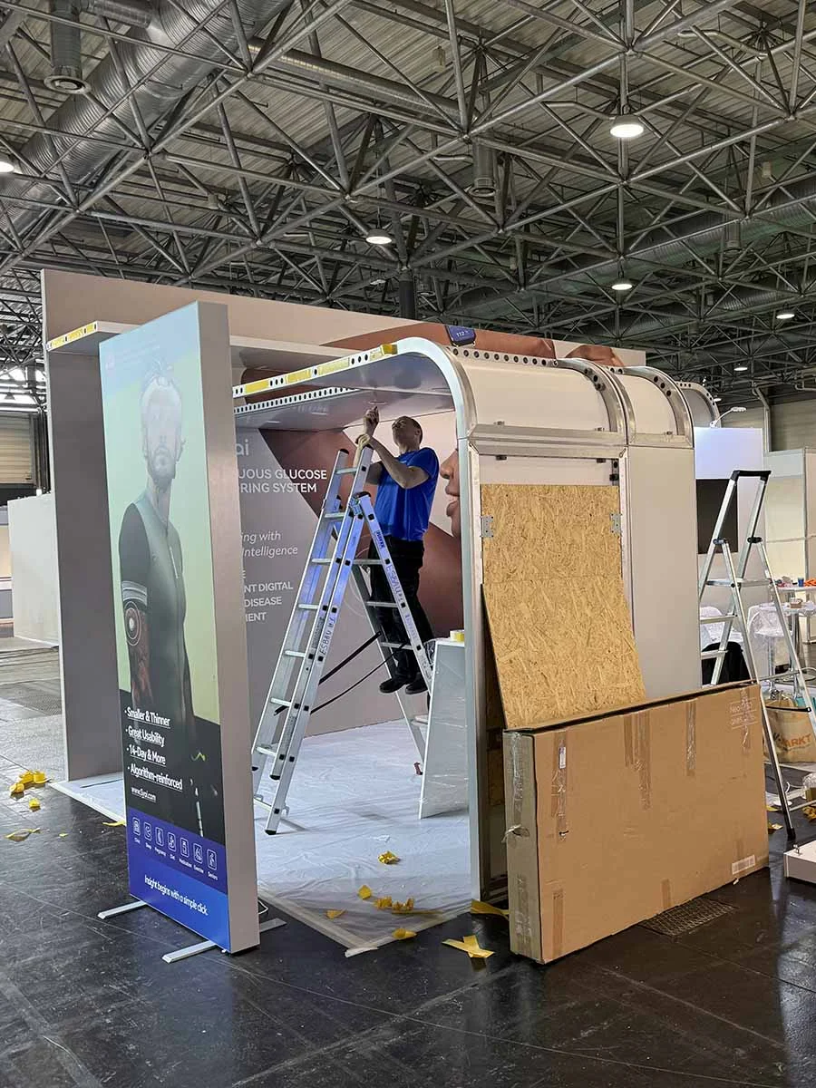 Exhibition stand building process during installation