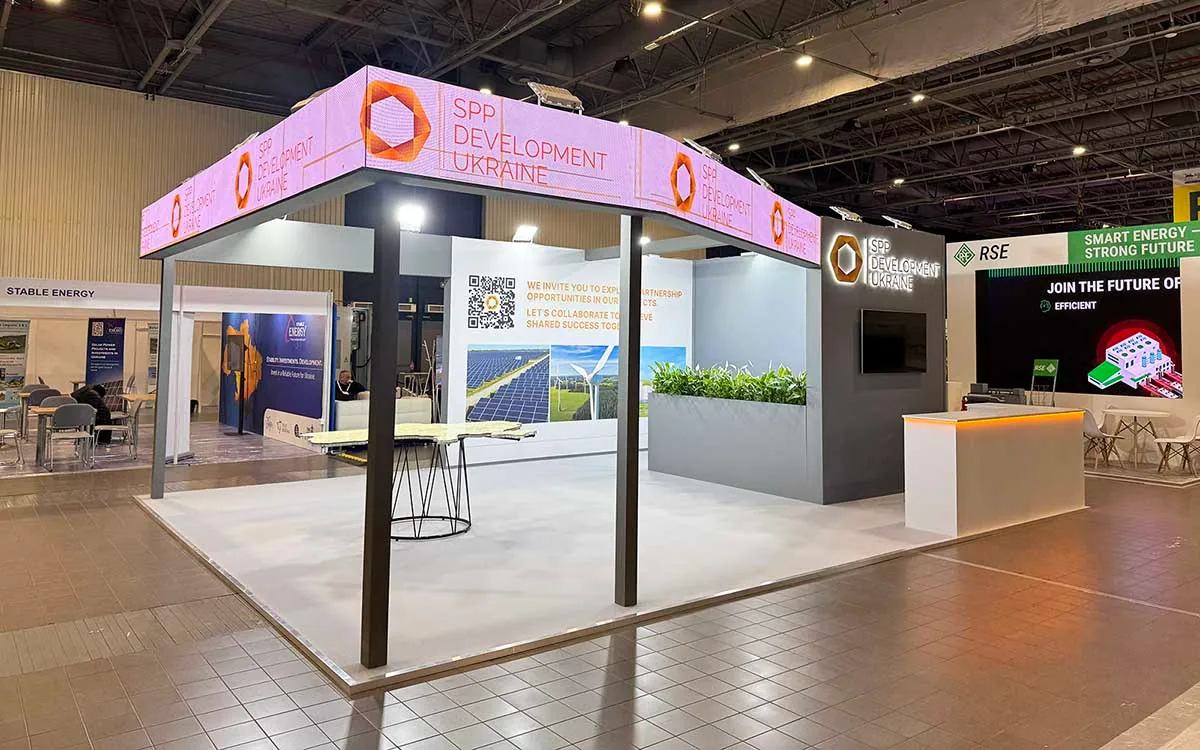 SPP Development Ukraine custom exhibition stand at ReBuild Ukraine Warsaw